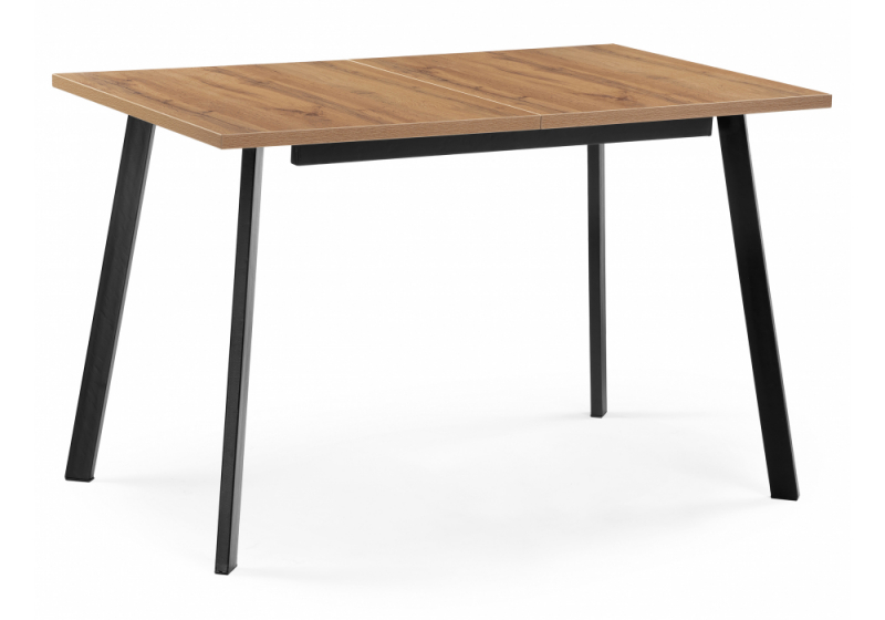 Стол деревянный Колон Лофт 120(160) х 75 черный матовый / дуб крафт золотой (75x75). 