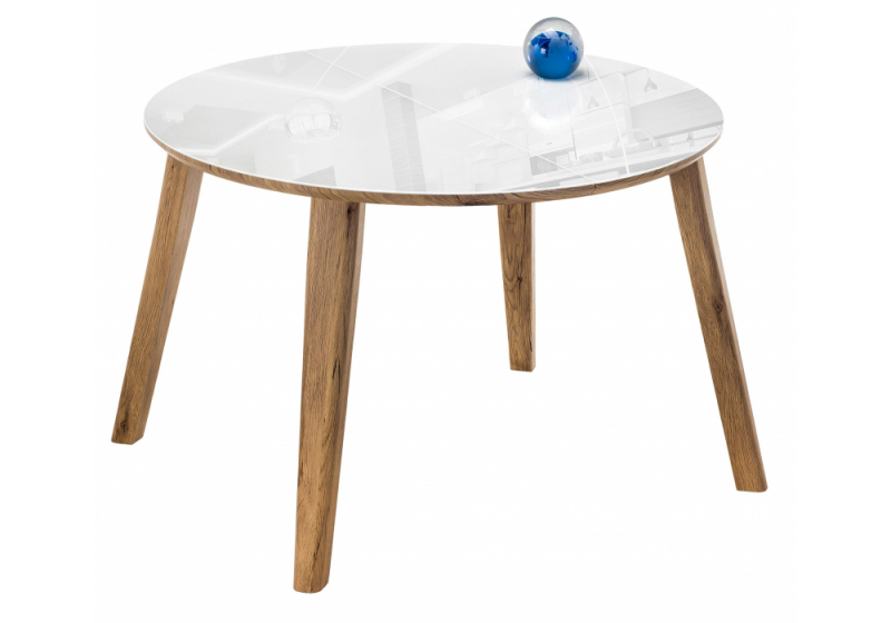 Стол стеклянный Семвэлл белый / дуб монтана (100x75). 