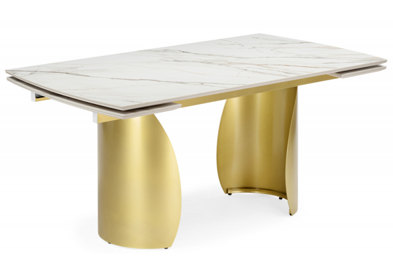 Керамический стол Готланд 160(220)x90 бежевый (fnz9206037) / золото (90x79). 