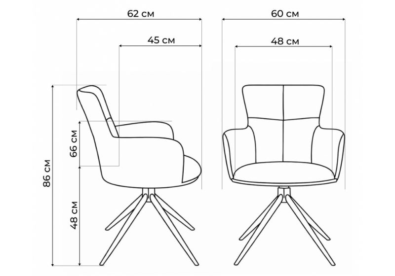 Стул на металлокаркасе Atlanta 1 крутящийся серый / черный (60x62x86)