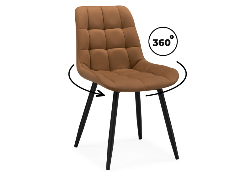 Стул на металлокаркасе Челси крутящийся кирпичный / черный (49x55x84). 